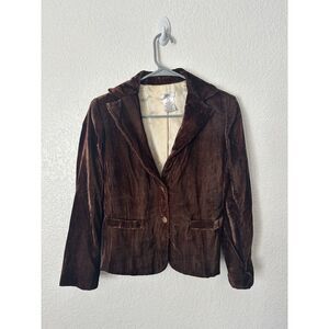 Cachet Vintage Chocolate Brown Velvet Jeweled Buttons Blazer Jacket Size 2